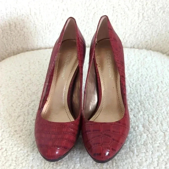 BCBGeneration "Tina" Red Croc Patent Leather Stiletto Pumps - Picture 2 of 8